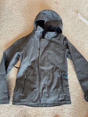 Burton Heather Gray Hooded Snowboard jacket with grey  Lining